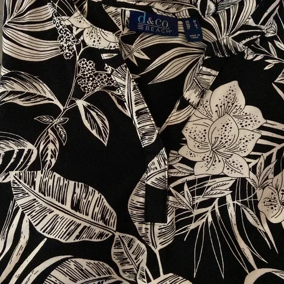 Denim & Co. French Terry Sleeveless Cover Up Dress Black Tropical M - Picture 10 of 11